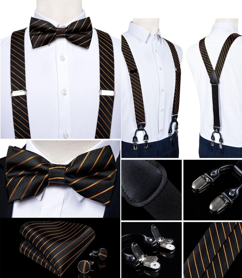 Black and Gold Bowtie Mens Silk Bow Tie for Men Gold 