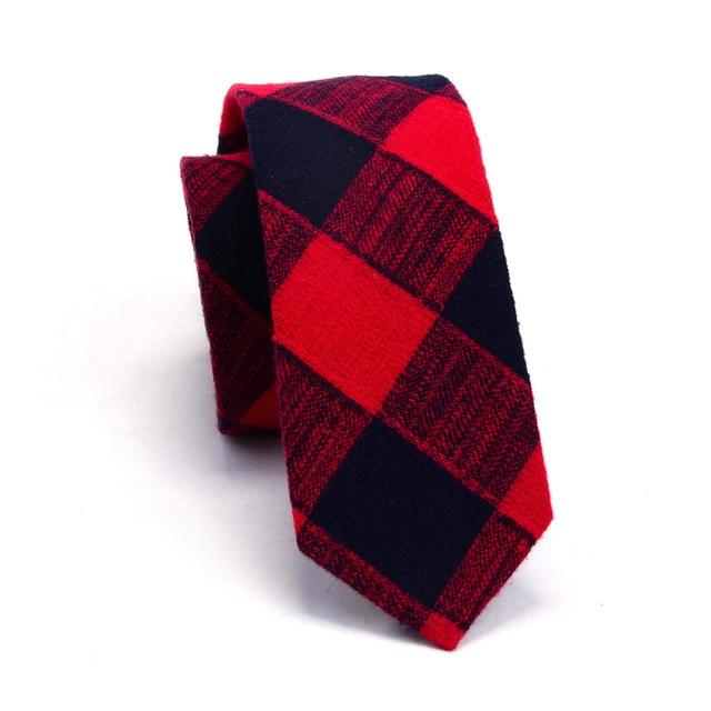 Black Skinny Tie With Checkerboard Pattern