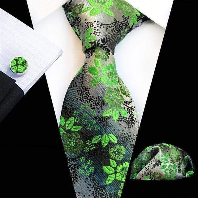 Louis Quatorze Rhinestone Silk Necktie Green Geometric On Navy With Silver  Sparkles