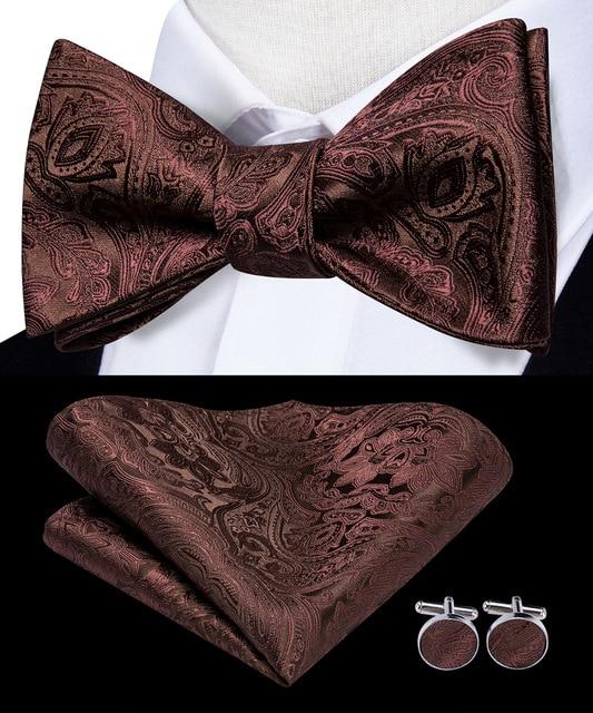 Brown Paisley Matching Bowtie Set (3pc) - Modern Mister