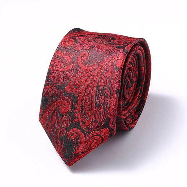 Dark Red Silk Ties - Solid Cherry-Red Necktie 