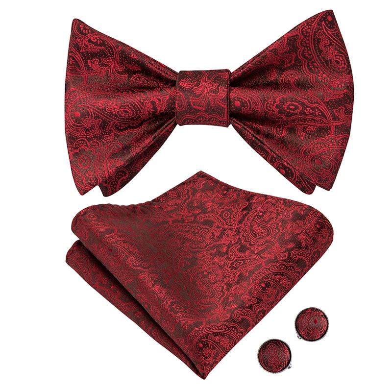 Wine Red Tie Set Wine Red Paisley Tie and Pocket Square Set 