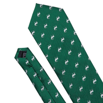 Green & White Reindeer Novelty Matching Tie Set (3pc) - Modern Mister