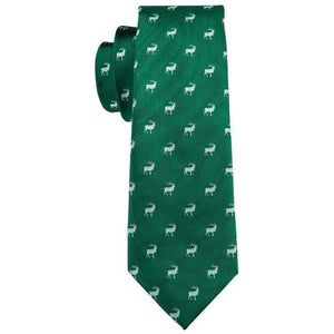 Green & White Reindeer Novelty Matching Tie Set (3pc) - Modern