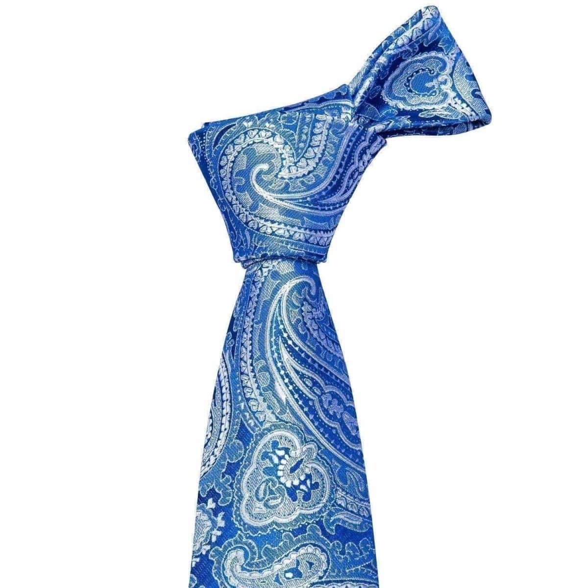 Light Blue, Navy Blue & White Paisley Matching Tie Set