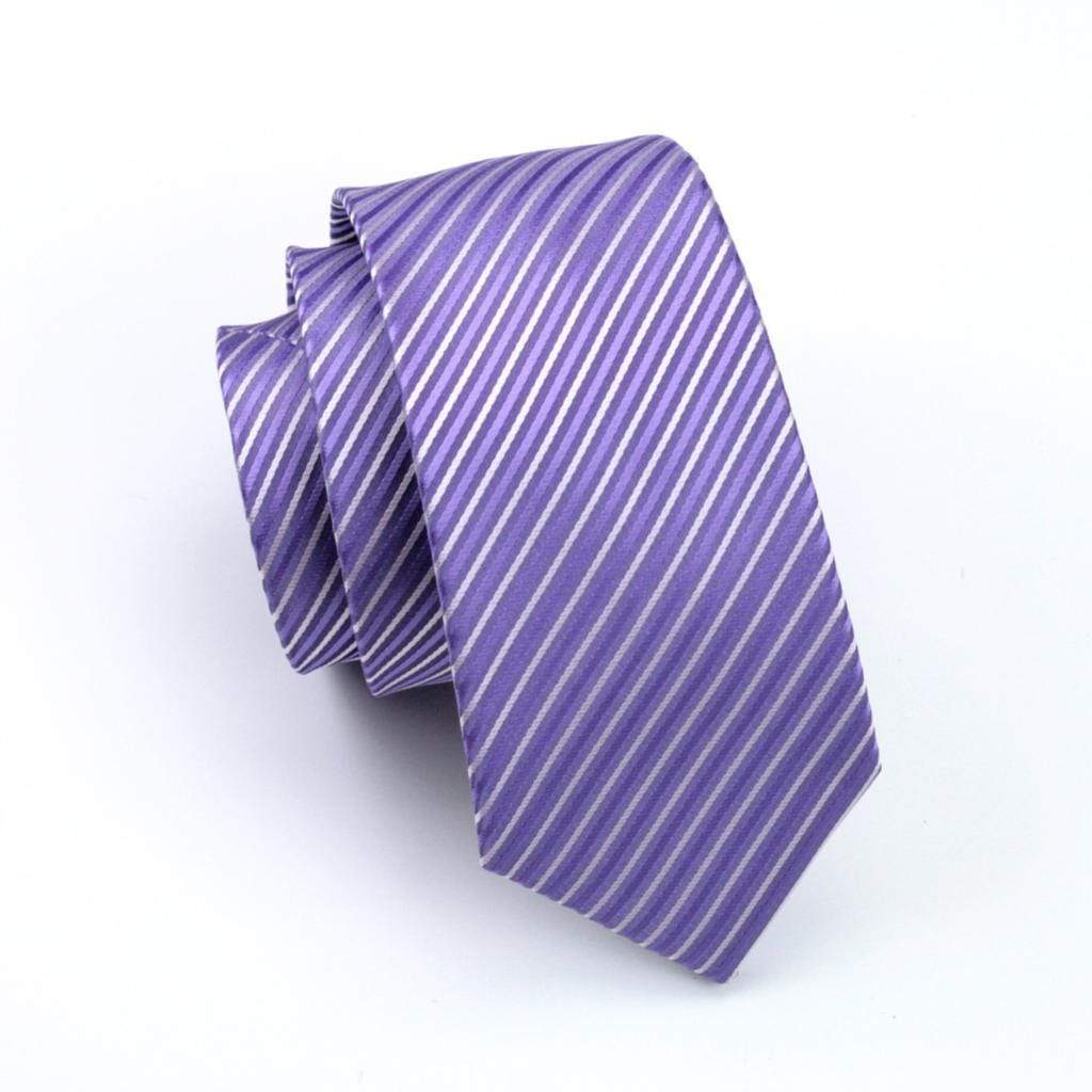 Lilac Purple & Silver Stripes Matching Tie Set (3pc) - Modern Mister
