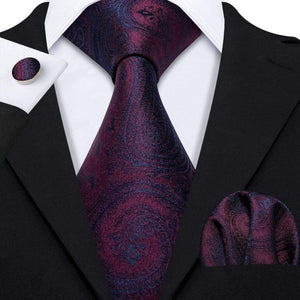 Burgundy Red Paisley Matching Tie Set (3pc) - Modern Mister