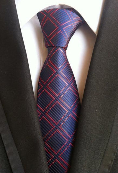 Navy Blue & Cherry Red Geometric Tie - Modern Mister