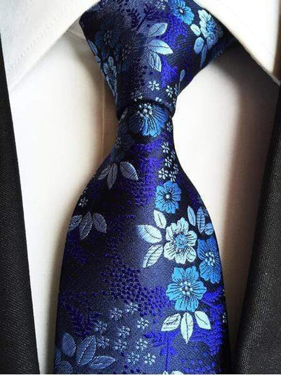 Navy Blue & Light Blue Floral Tie - Modern Mister