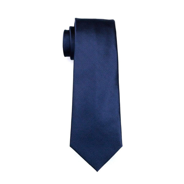 Navy Blue Solid Stripes Matching Tie Set (3pc) - Modern Mister