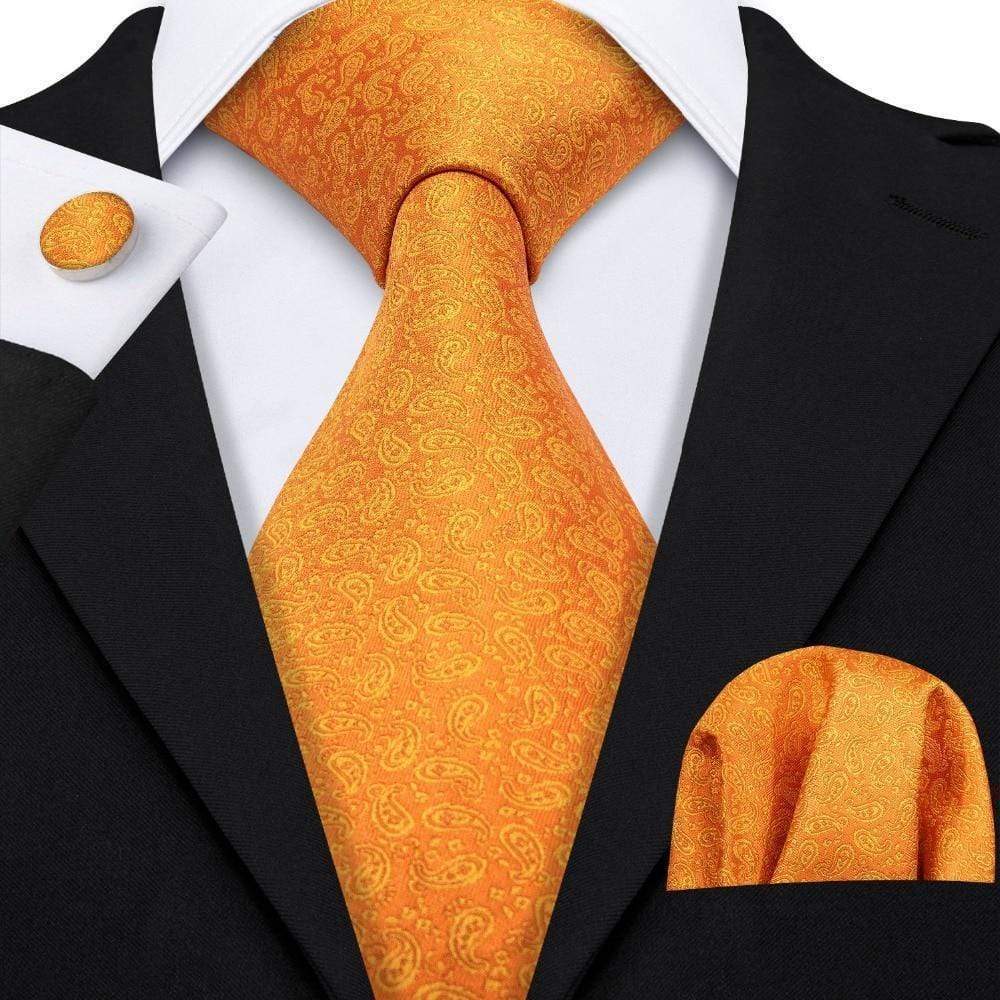 Orange Paisley Matching Tie Set (3pc) - Modern Mister