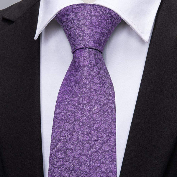 Purple Paisley Matching Tie Set (3pc) - Modern Mister
