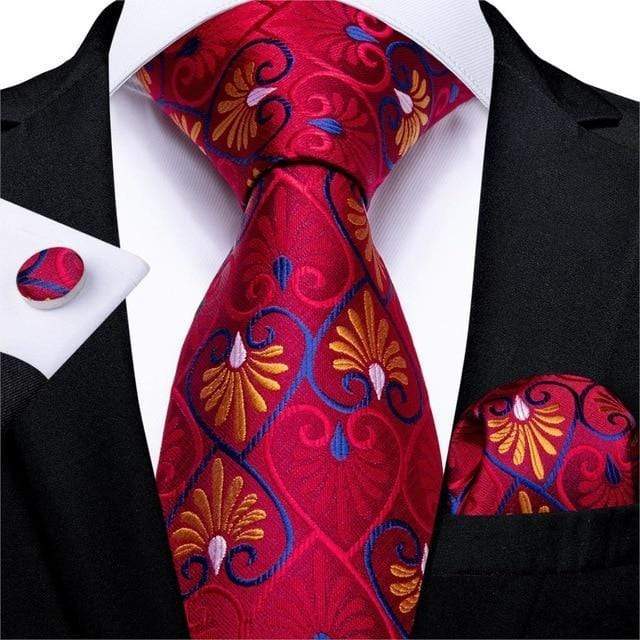 Ruby Red, Blue & Gold Abstract Hearts Matching Tie Set (3pc) - Modern ...