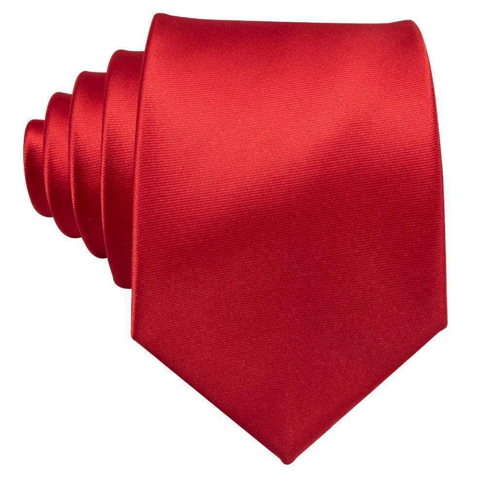 Mens Solid Red Ties Necktie 