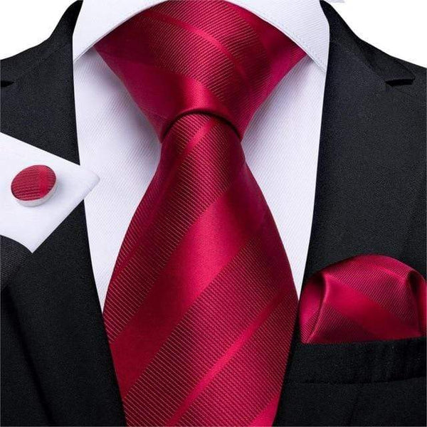 Maroon Skinny Silk Tie and Pocket Square Set