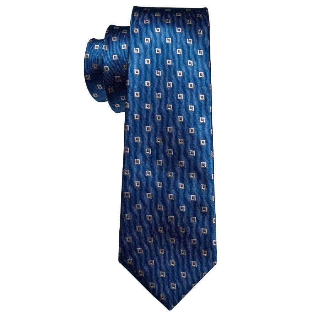 Sapphire Blue & Gold Squares Matching Tie Set (3pc) - Modern Mister