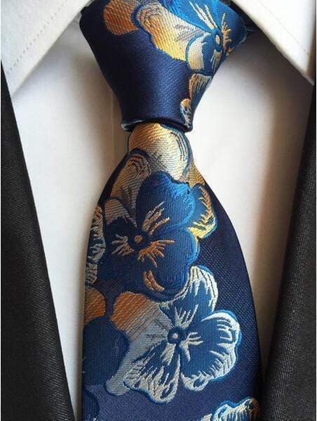 Sapphire Blue & Orange Large Floral Print Tie - Modern Mister
