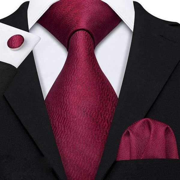 Solid Burgundy Red Tie Complete Set - Modern Mister