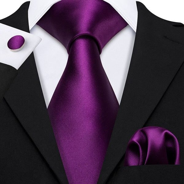 Solid Plum Purple Matching Tie Set (3pc) - Modern Mister